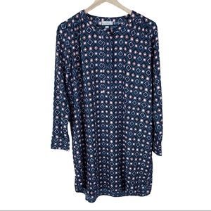 Loft Factory Green Pink Tunic Shift Dress Small